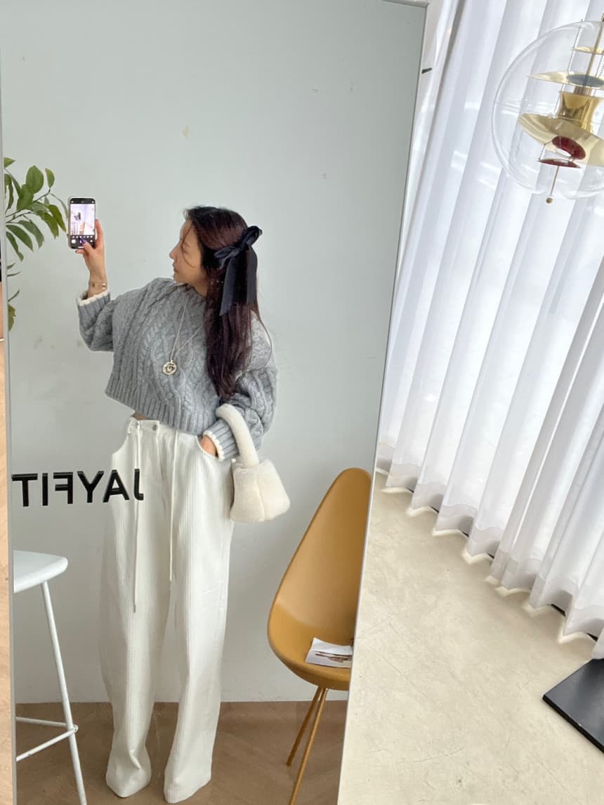 있음 선적 가을 의상 허리밴드 펌프 로프 구덩이 기사 캐주얼 긴 바지 여성 상세 이미지 17