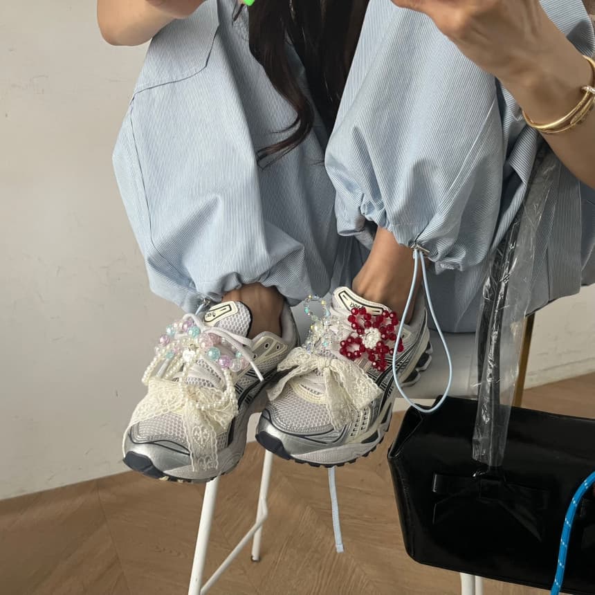 있음 선적 스트라이프 펌프 로프 워크웨어 팬츠 루즈핏 다용도 넓은 다리 캐주얼 스트레이트 팬츠 여성 상세 이미지 8