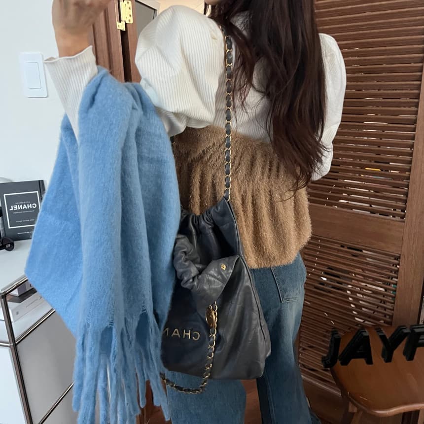 있음 선적 가을 부드러운 품격 모피 스택 착용 캐미솔 상세 이미지 9