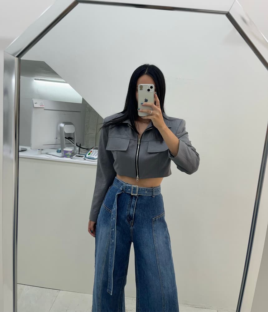 있음 선적 가을 주머니 디자인 쇼트 스타일 작은 외투 여성 상세 이미지 5