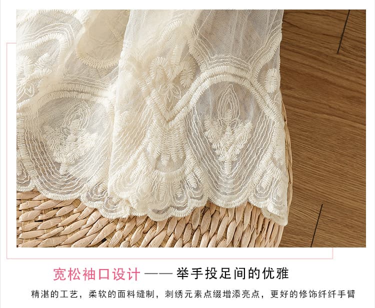 실사 프랑스식 레트로 자수 7부 소매 여성 셔츠 빅 사이즈 여름 새로운 디자인 센스 작은 대중 V넥 맨위 상세 이미지 5