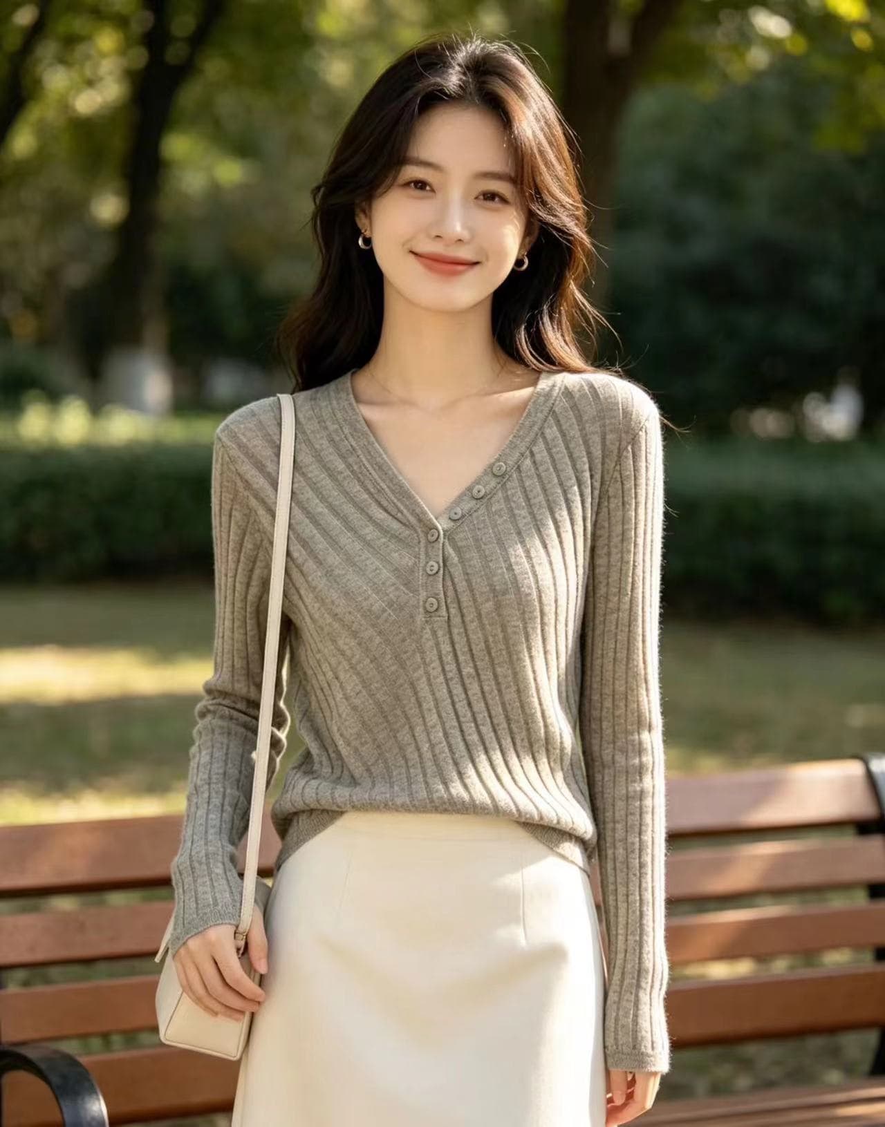 장기 공급 26 년 가을 겨울 새로운 프랑스식 V넥 구덩이 기사 니트 스웨터 여성 긴 소매 몸매 가꾸기 예쁜 스웨터 상세 이미지 5