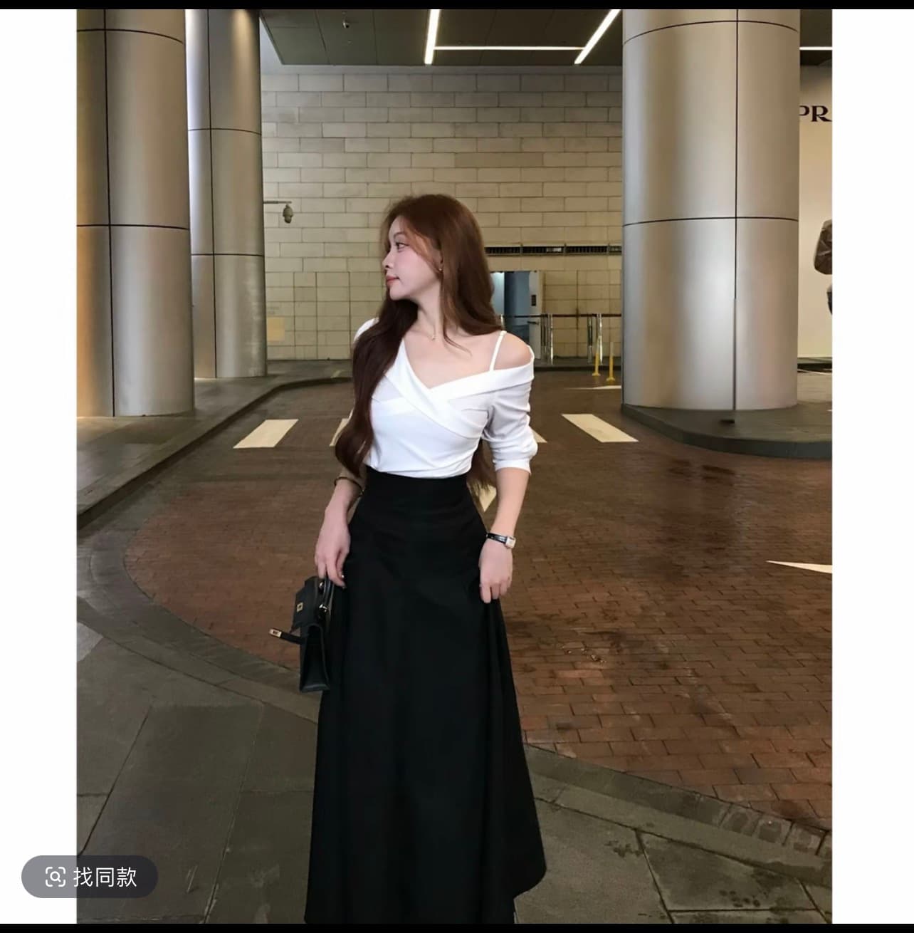 송 지혜 앤 쉬 나 눈부신 가을 한 부서 오프숄더 슬립 긴팔 셔츠 하이웨이스트 품격 슬림해 보이는 반신 스커트 상세 이미지 2