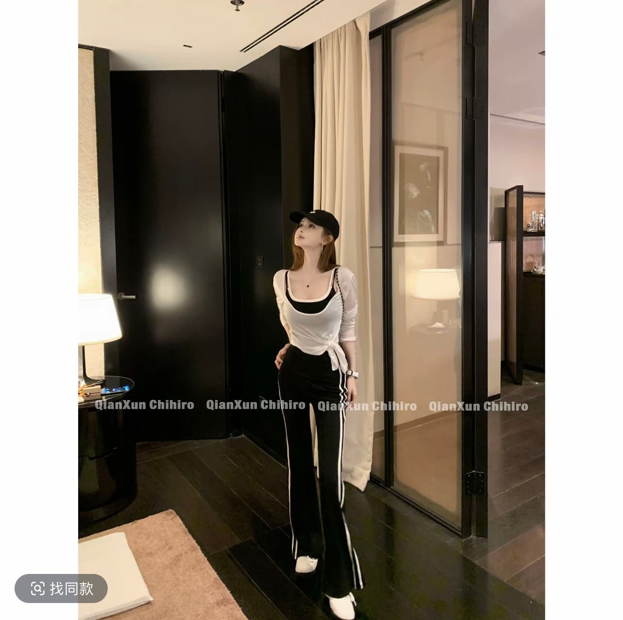 한 여성 커브 세트 사전 qxc6tz9632 긴팔 편안함 다용도 캐주얼 니트 한푸 이미지 4