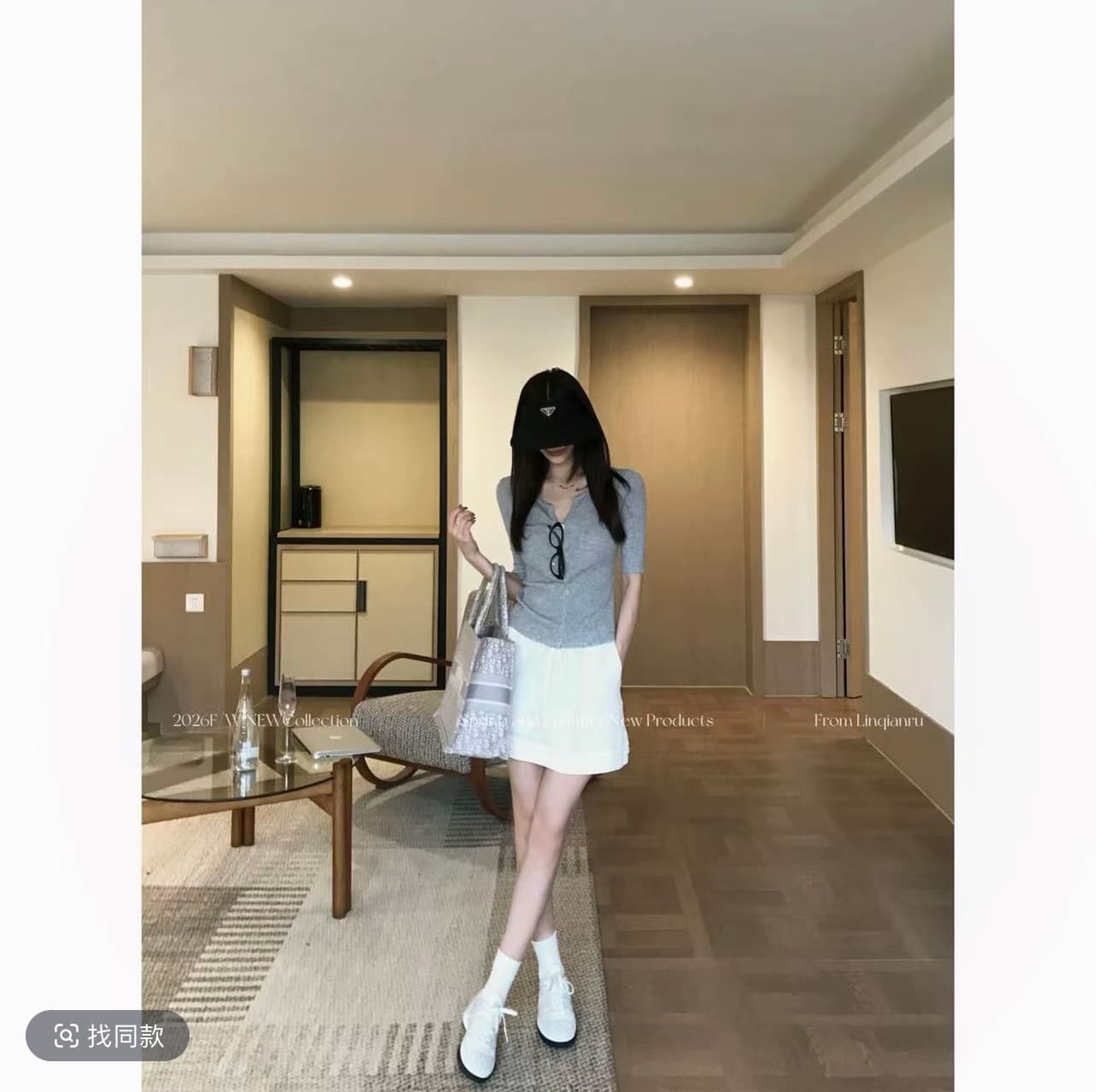 린 천 입력 세련된 수식 새로운 품격 슬림해 보이는 고급 회색 질감 여름 패션 세트 상세 이미지 1