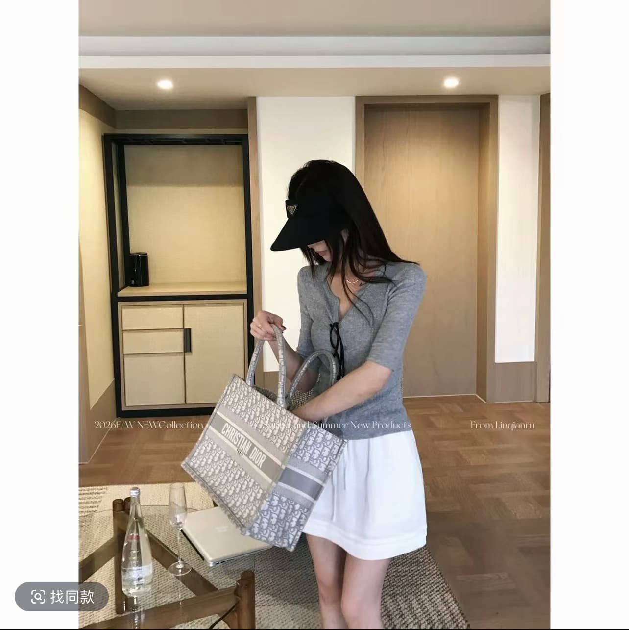 린 천 입력 세련된 수식 새로운 품격 슬림해 보이는 고급 회색 질감 여름 패션 세트 상세 이미지 4