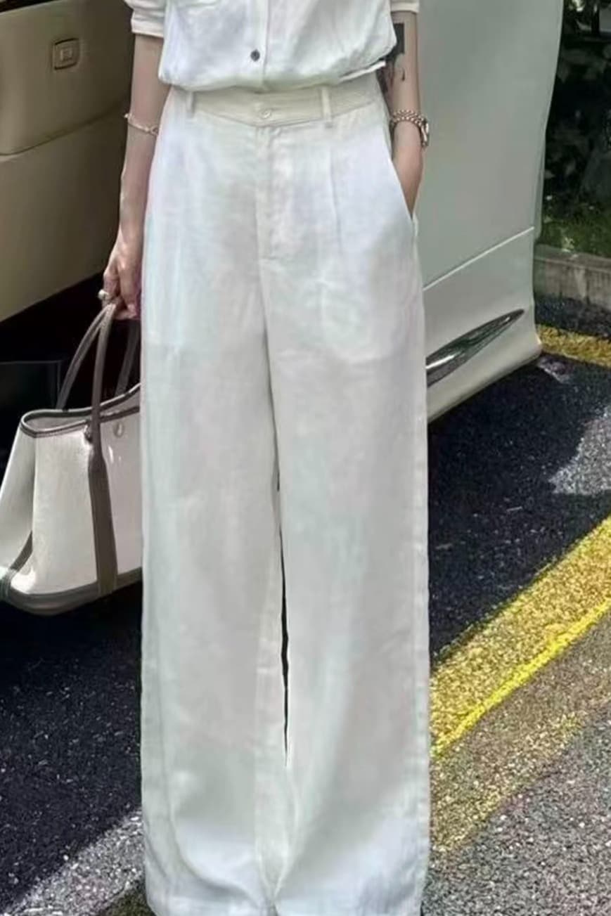 빛 럭셔리 다용도 편안함 민소매 작은 대중 조끼 캐주얼 다용도 길다 플러시 코튼 롤 측면 반바지 아마 스트레이트 팬츠 이미지 7