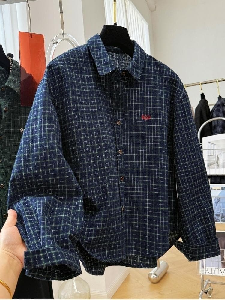 한 부서 고급 센스 레트로 체크무늬 연삭 털 긴팔 체크무늬 여성 셔츠 가을 겨울 스택 착용 인사이드 가져 가라. 그레이트 봐 의류 이미지 3
