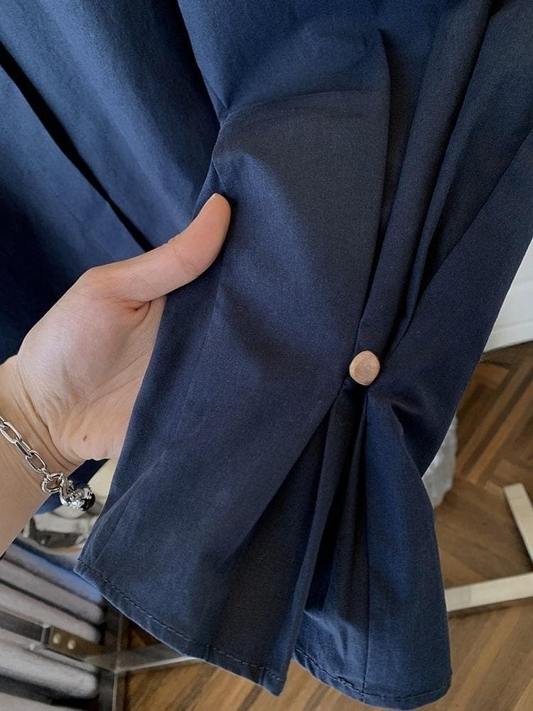 고유 한 슈퍼 잘 생긴 라운드 넥 면직물 긴팔 셔츠 루즈핏 캐주얼 다용도 맨위 인형 셔츠 여성 2026 봄 새로운 상세 이미지 17