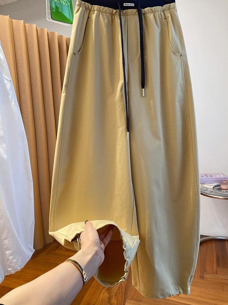 고급 센스 배색 모통이 칼 캐주얼 바지 여성 2026 봄 드레스 새로운 루즈핏 캐주얼 다용도 바나나 바지 스트레이트 바지 상세 이미지 11