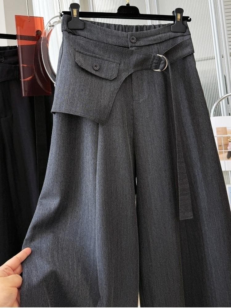 핏 스타일 슈퍼 잘 생긴 ~ 중 느슨함 센스 바지 루즈핏 느긋한 바람 캐주얼 정장 바지 여성 고유 한 모통이 칼 벽오동 바지 봄 상세 이미지 7
