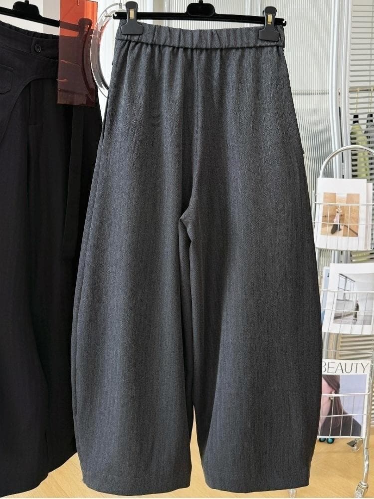 핏 스타일 슈퍼 잘 생긴 ~ 중 느슨함 센스 바지 루즈핏 느긋한 바람 캐주얼 정장 바지 여성 고유 한 모통이 칼 벽오동 바지 봄 상세 이미지 8