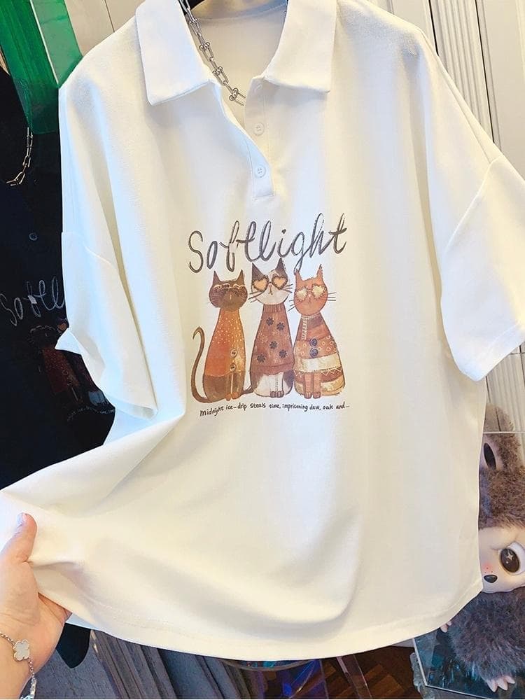 미니멀리즘 아메리칸 연령 감소 새끼 고양이 POLO 칼라 반팔 티셔츠 루즈핏 대 에디션 맨위 여성 의류 면 2026 여름 새로운 상세 이미지 7