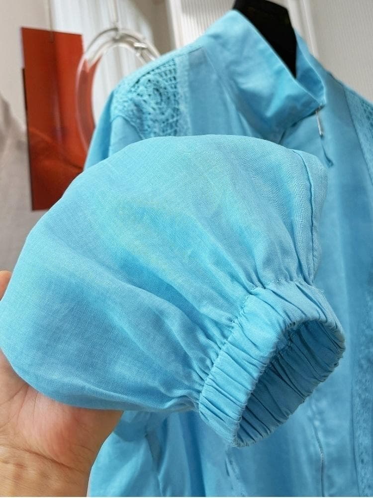 한 부서 홀로우 아웃 자수 레이스 조각 쇼트 스타일 여성 코트 봄 여름 얇은 스타일 스탠드 칼라 재킷 패션 자외선 차단 의류 새로운 상세 이미지 8