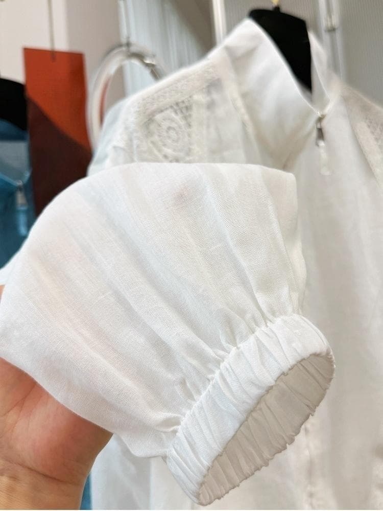 한 부서 홀로우 아웃 자수 레이스 조각 쇼트 스타일 여성 코트 봄 여름 얇은 스타일 스탠드 칼라 재킷 패션 자외선 차단 의류 새로운 상세 이미지 15
