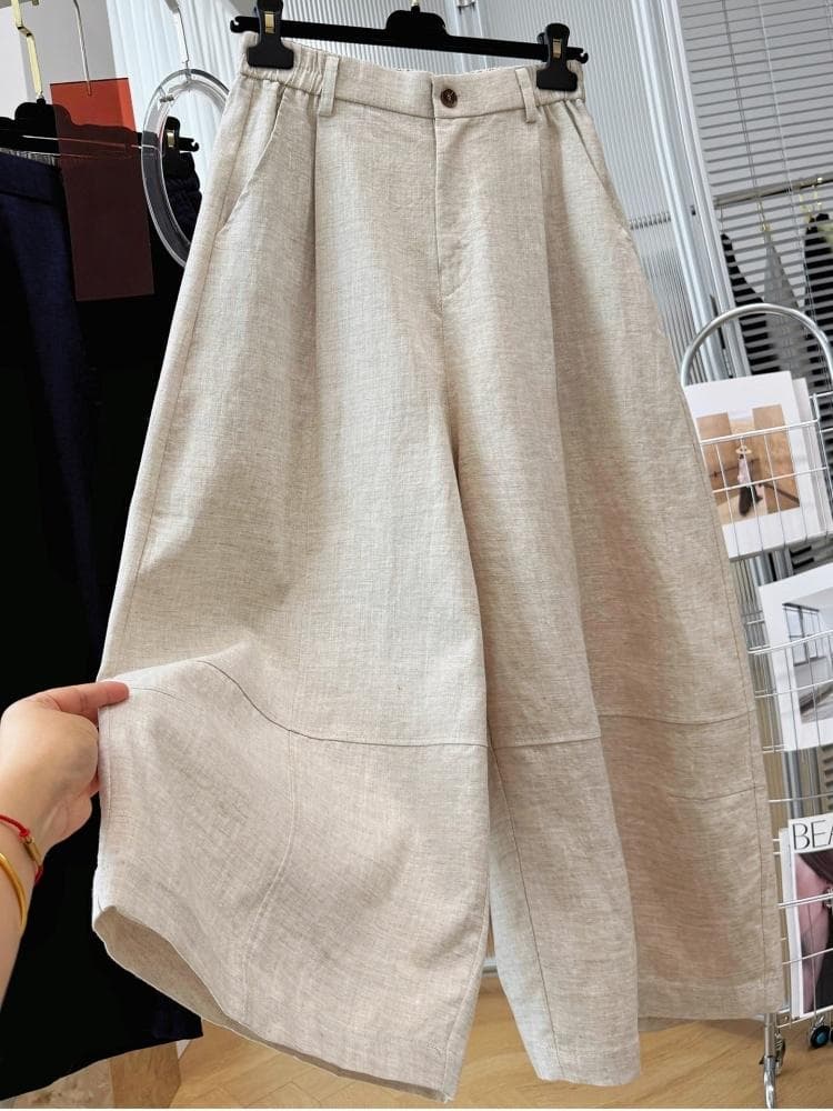 봄 가을 허리밴드 한 부서 캐주얼 바지 고급 여덟 9부 바지 여성 자이언트 잘 생긴 루즈핏 벽오동 바지 풍선 바지 상세 이미지 2