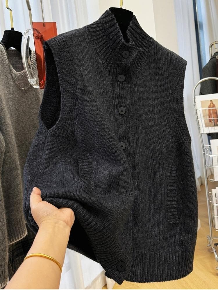 자이언트 잘 생긴 ~ 중 이른 가을 분위기 센스 한 부서 착용 가져 가라. 반하이넥 스택 착용 민소매 니트 스웨터 베스트 조끼 여성 가을 이미지 2