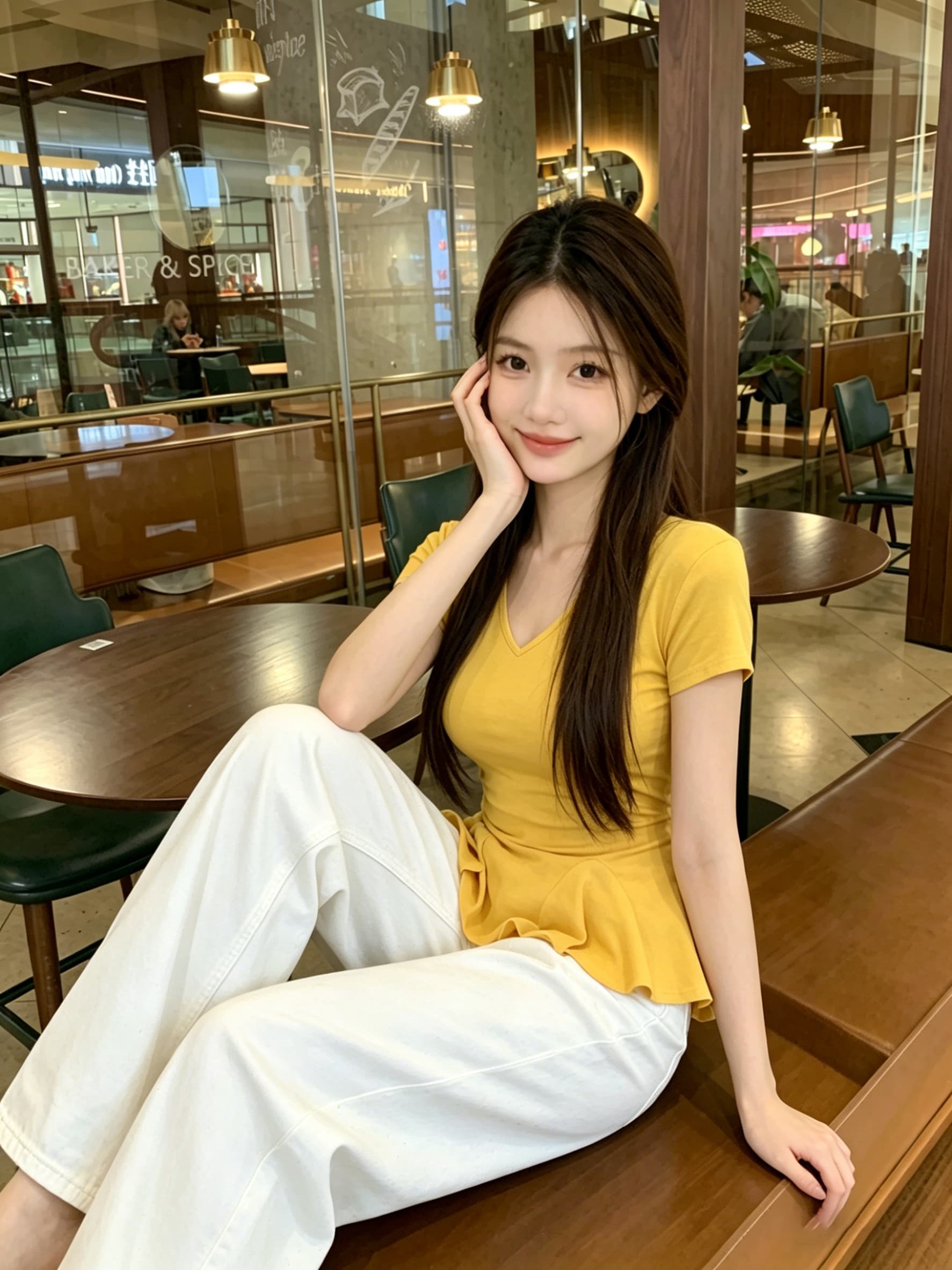 실사 V넥 반팔 티셔츠 여성 여름 새로운 허리 수축 슬림해 보이는 프릴 표지 고기 순수한 욕망 바람 핫걸 맨위 상세 이미지 8
