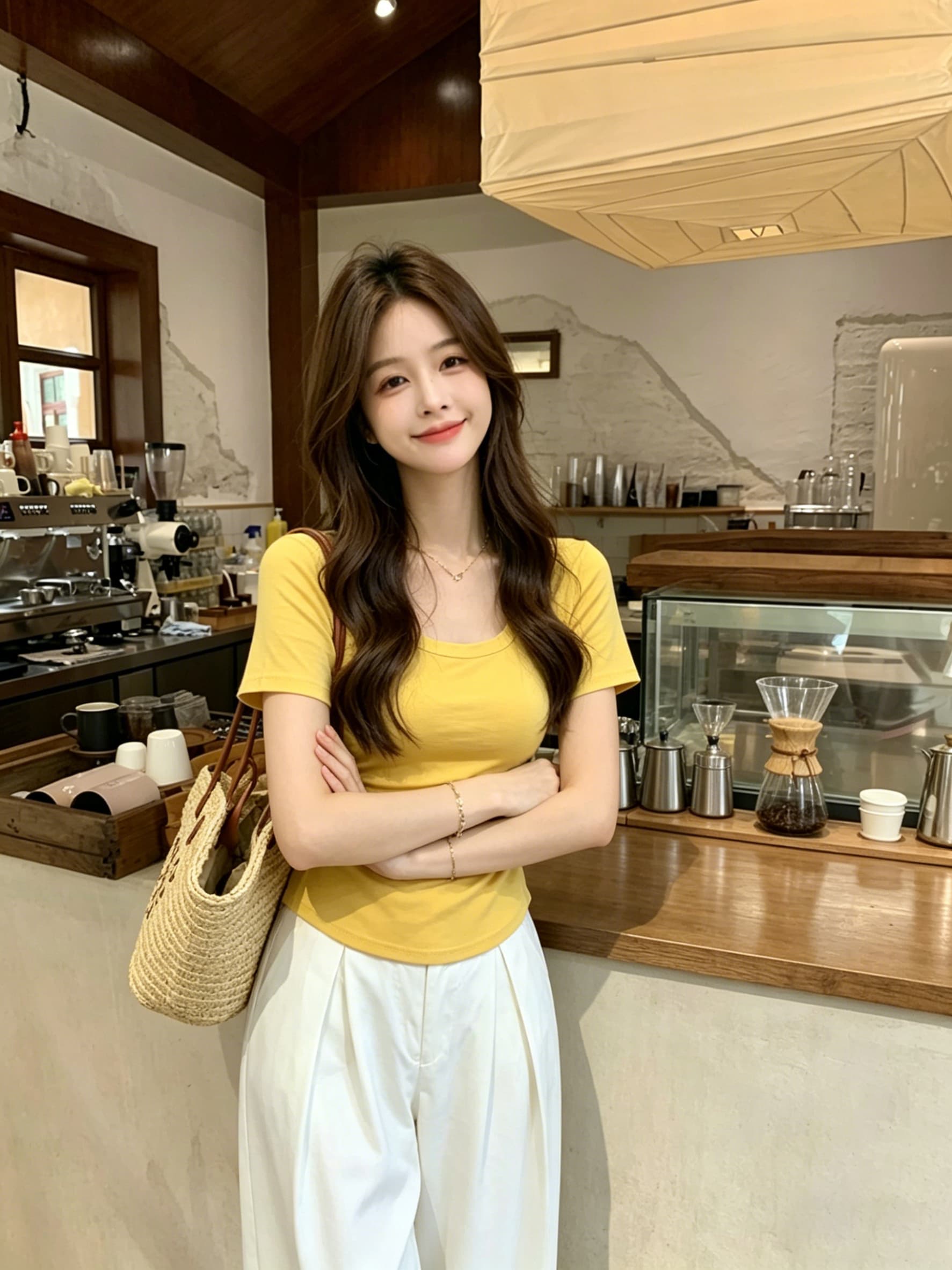 실사 u 칼라 주름 허리 수축 티셔츠 여름 새로운 5 점 소매 다용도 슬림해 보이는 디스플레이 몸 품격 핫걸 맨위 상세 이미지 2