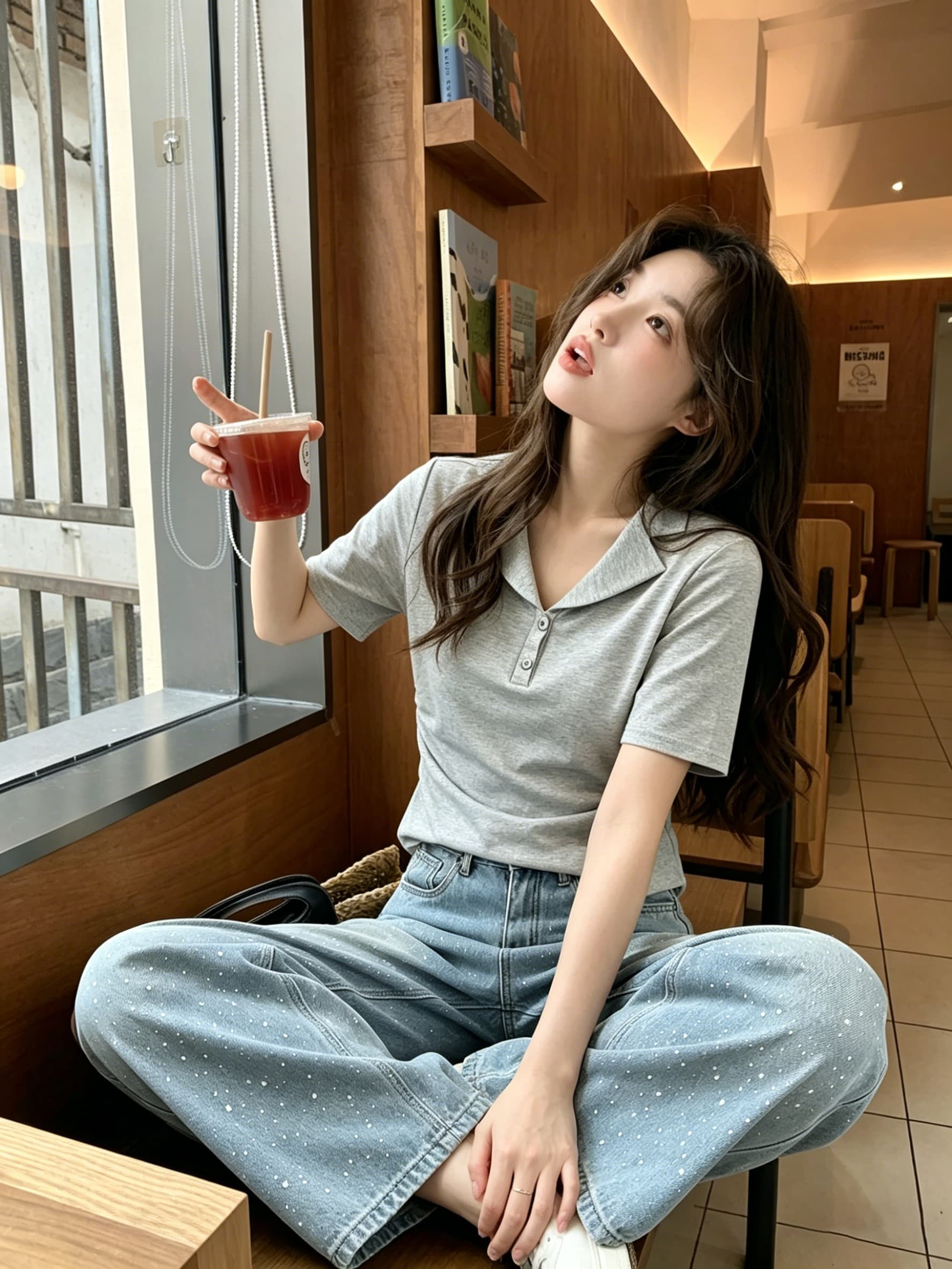 실사 미니멀리즘 폴로 칼라 출퇴근 티셔츠 여자 몸매 가꾸기 허리 수축 반팔 디자인 센스 품격 다용도 슬림해 보이는 맨위 상세 이미지 15
