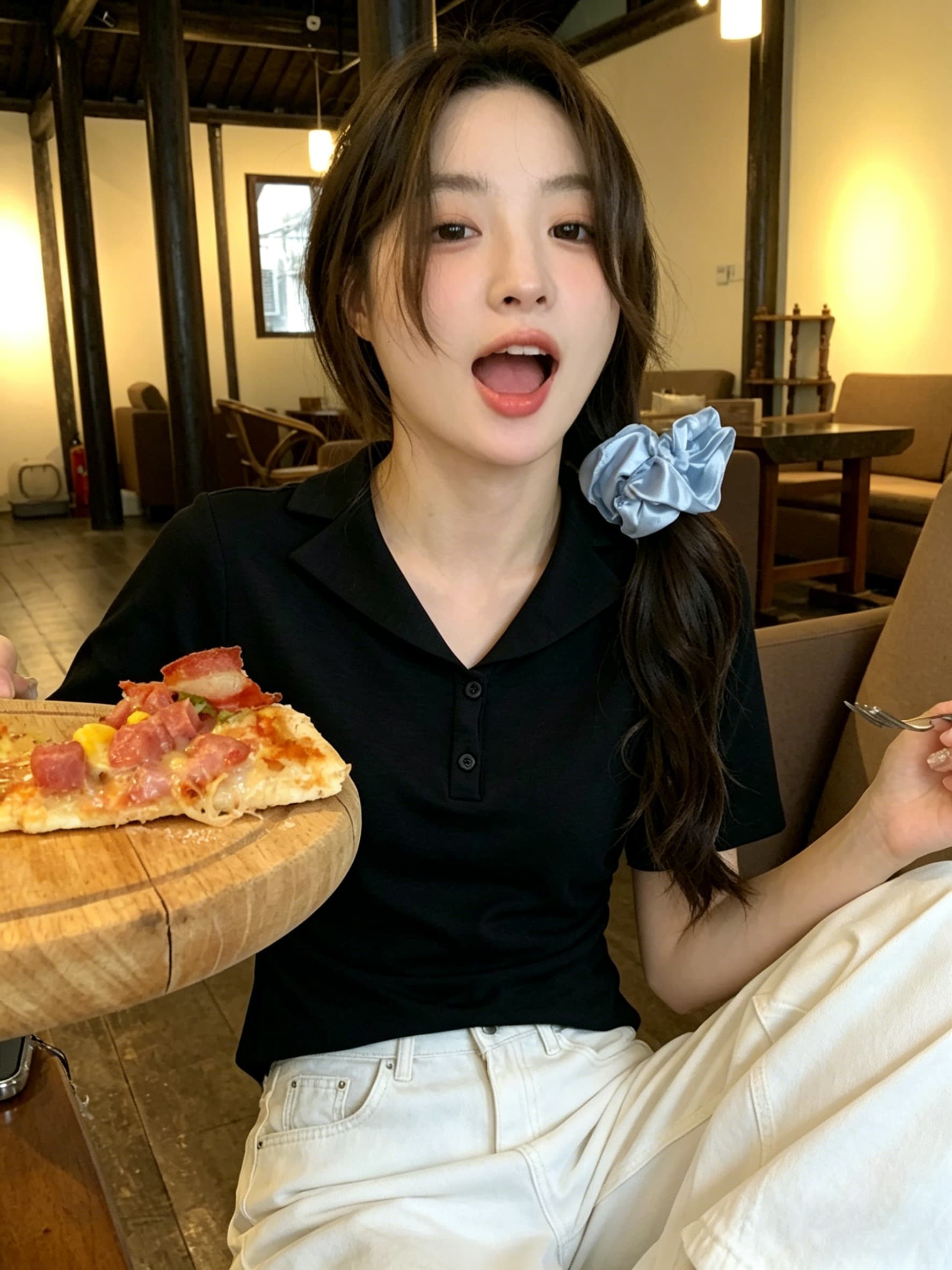 실사 미니멀리즘 폴로 칼라 출퇴근 티셔츠 여자 몸매 가꾸기 허리 수축 반팔 디자인 센스 품격 다용도 슬림해 보이는 맨위 상세 이미지 22