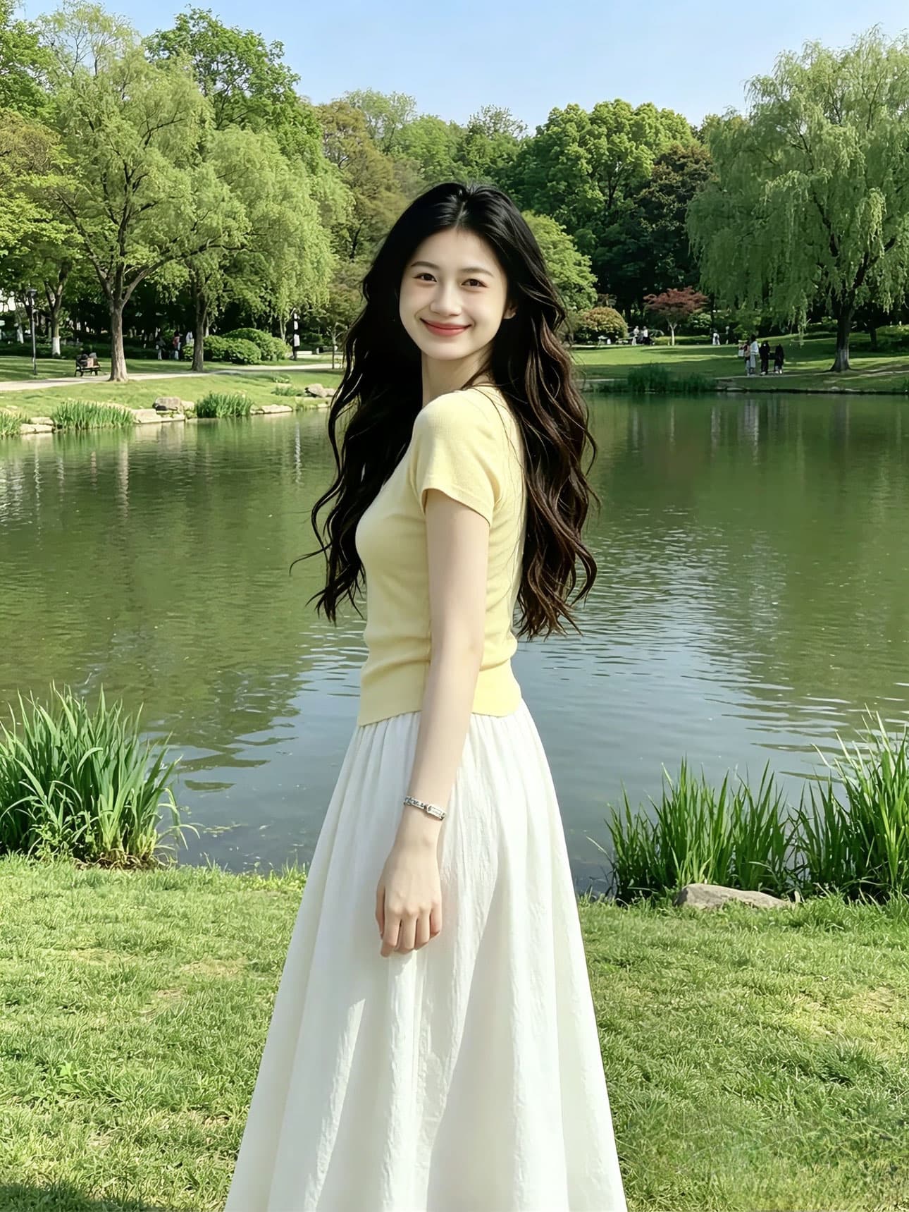 2026 새로운 한 부서 ootd 착용 가져 가라. 에이즈 환자 치마 아이들 여름 황색 티셔츠 타이트 스커트 롱 스커트 투피스 슈트 상세 이미지 3