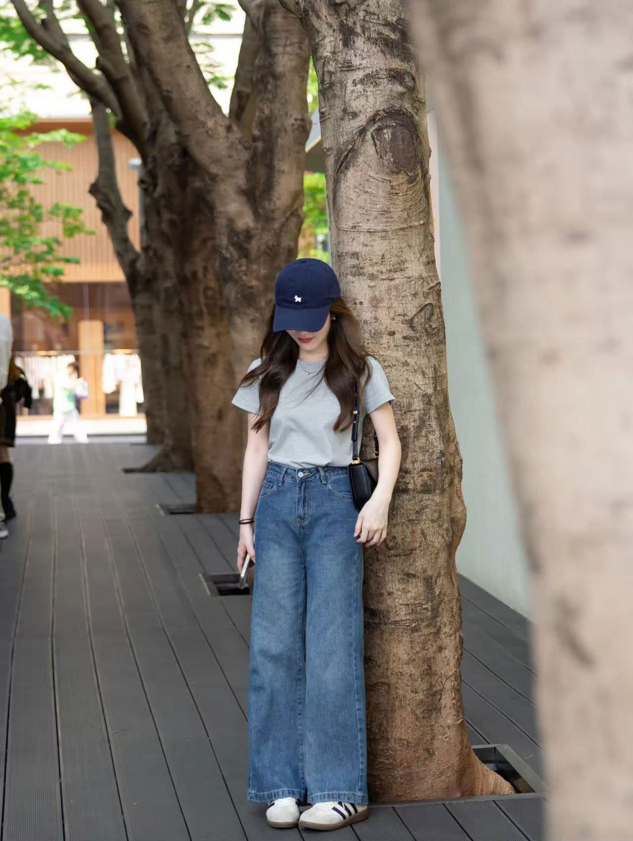 여름 ootd 착용 가져 가라. 전체 집합 2026 새로운 패션 다용도 회색 티셔츠 여성 여름 데님 바지 세트 상세 이미지 4