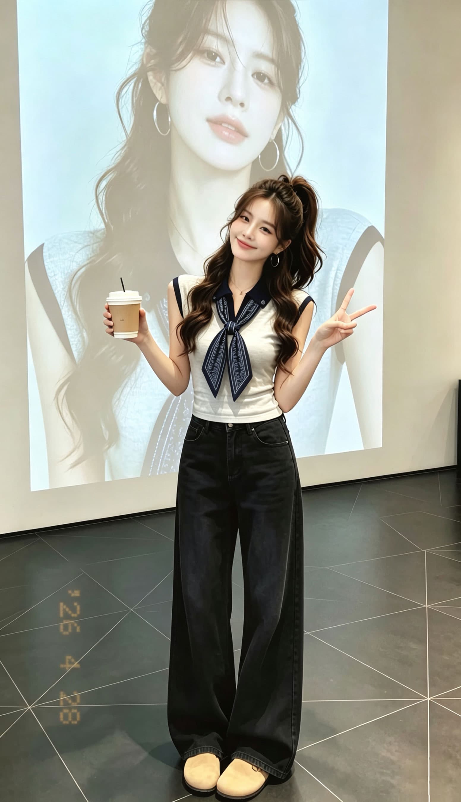 달콤한 핫걸 바람 ootd 착용 가져 가라. 슬림해 보이는 화이트 회색 ins 쇼트 스타일 반팔 다용도 청바지 트렌드 투피스 세트 상세 이미지 2