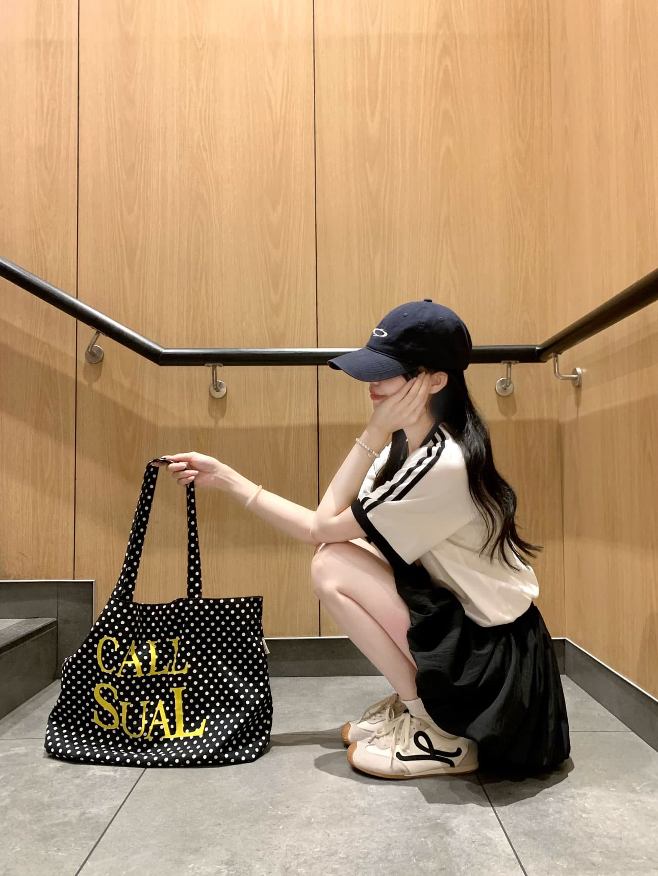 여름 ootd 착용 가져 가라. 전체 집합 2026 새로운 패션 다용도 스트라이프 티셔츠 여성 여름 검정색 반 스커트 세트 상세 이미지 4