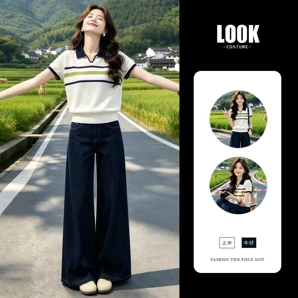 베이지 색 스트라이프 몸매 가꾸기 POLO 칼라 반팔 티셔츠 여성 2026 여름 빛 사람들 코치 착용 가져 가라. 학원 스타일 맨위