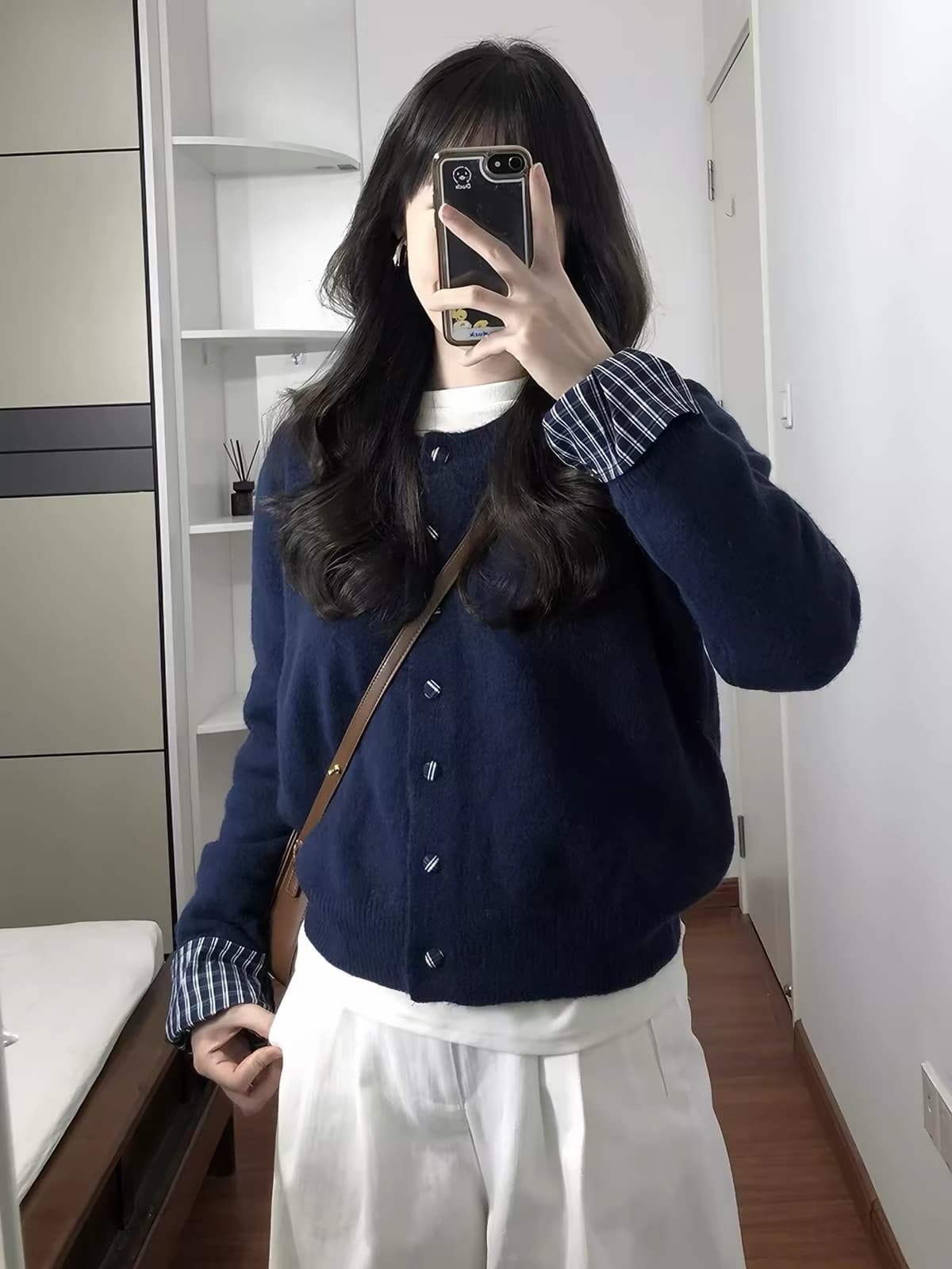 한 부서 코디 전체 집합 봄 드레스 작은 키 연령 감소 외국 가스 스웨터 와이드 레그 팬츠 투피스 슈트 고급 센스 패션 이미지 2
