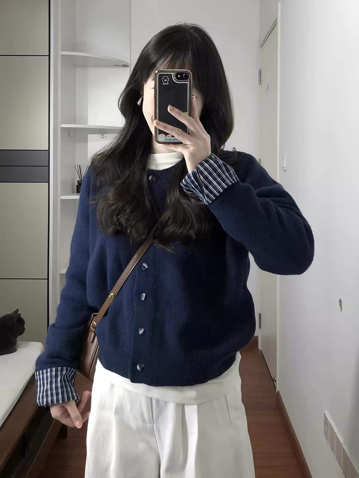 한 부서 코디 전체 집합 봄 드레스 작은 키 연령 감소 외국 가스 스웨터 와이드 레그 팬츠 투피스 슈트 고급 센스 패션 상세 이미지 2