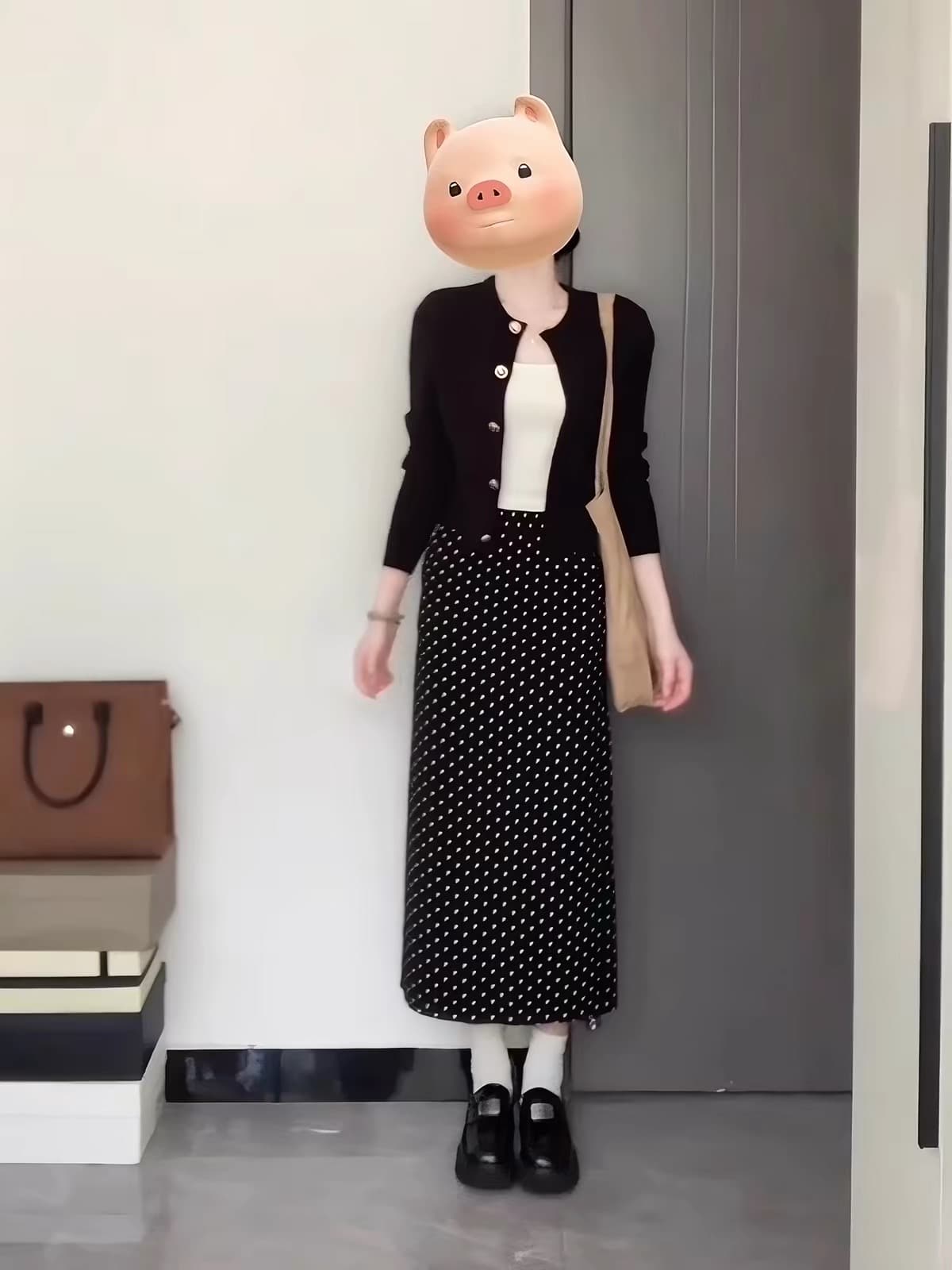 가을 코디 전체 집합 패션 소금 부서 빛 요리 한 한국 드라마 여성 주님 착용 가져 가라. 작은 샤넬 스타일 니트 오픈 가디건 치마 세트 이미지 4