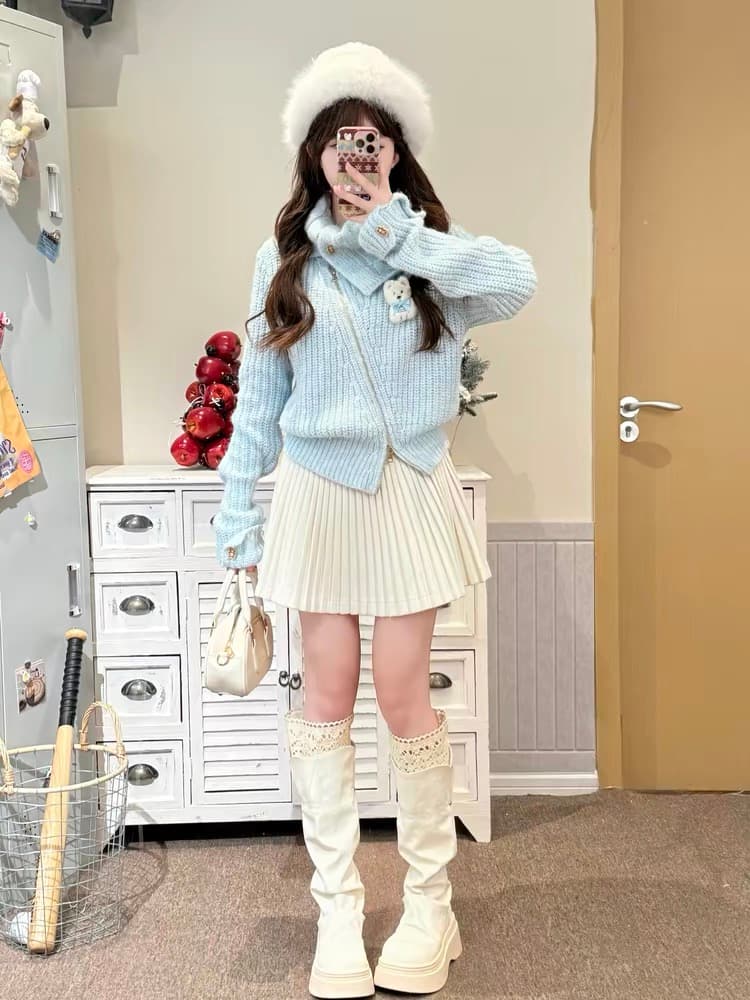 가을 2026 새로운 슈퍼 화재 착용 가져 가라. 전체 집합 순수한 하얀 달빛 달콤함 한 부서 고유 한 슈퍼 잘 생긴 세트 여성 이미지 4