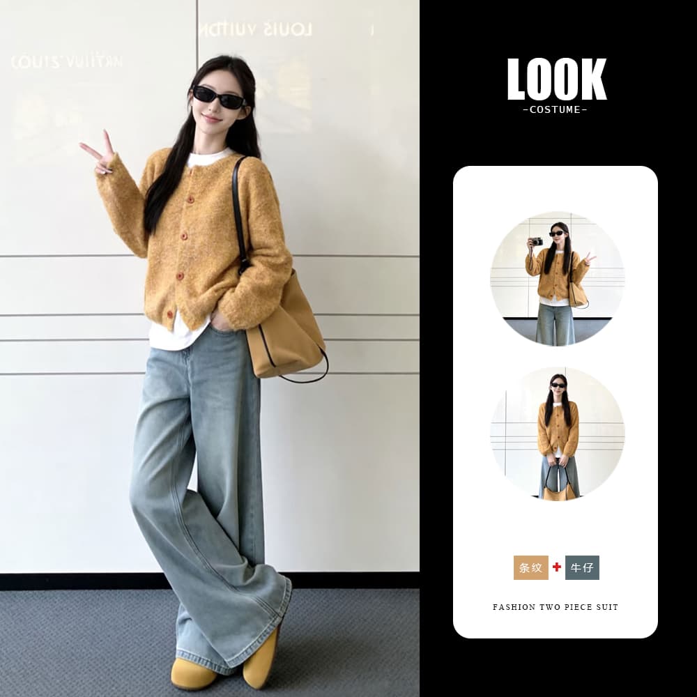 조기 초기 가을 2026 슈퍼 화재 연령 감소 한 부서 ootd 착용 가져 가라. 전체 집합 자이언트 잘 생긴 ~ 중 아름다운 세 조각 세트 여성