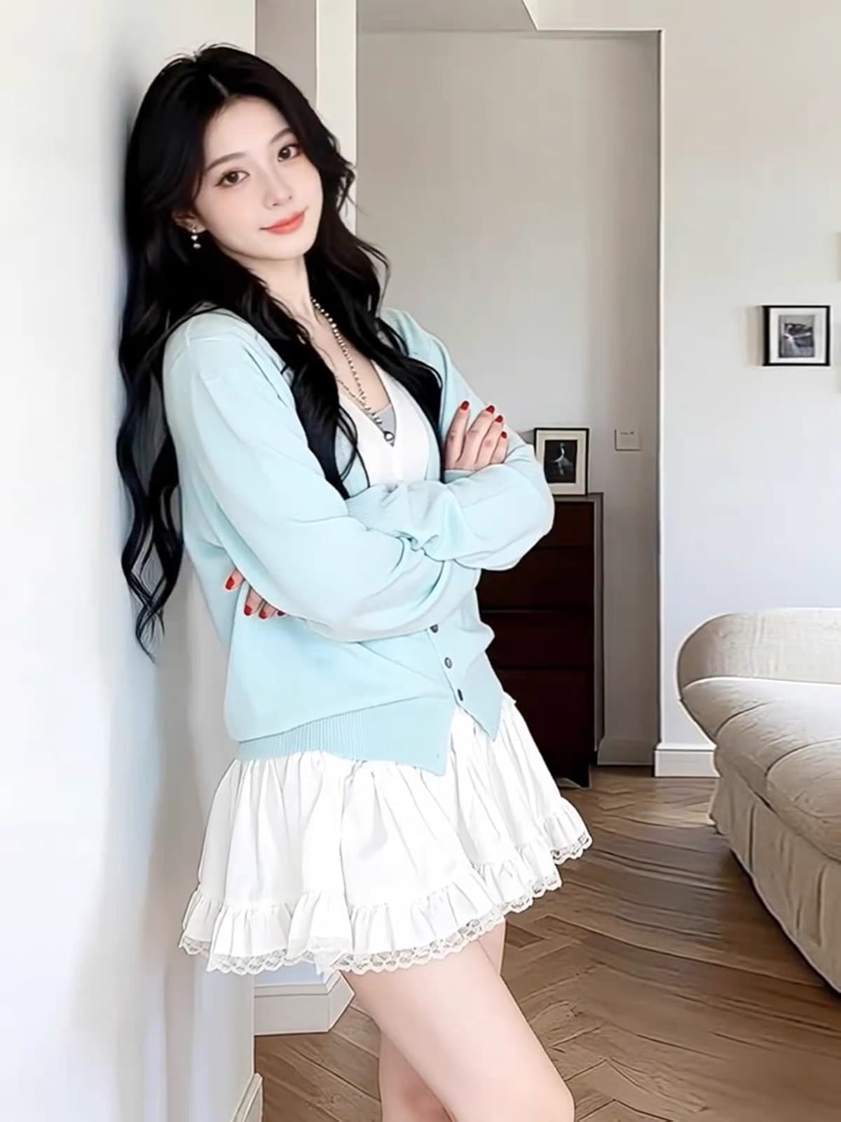 이른 가을 2026 년 새로운 여성 드레스 작은 키 가을 겨울 착용 가져 가라. 코디 에이즈 환자 세트 한 부서 니트 스웨터 상세 이미지 3