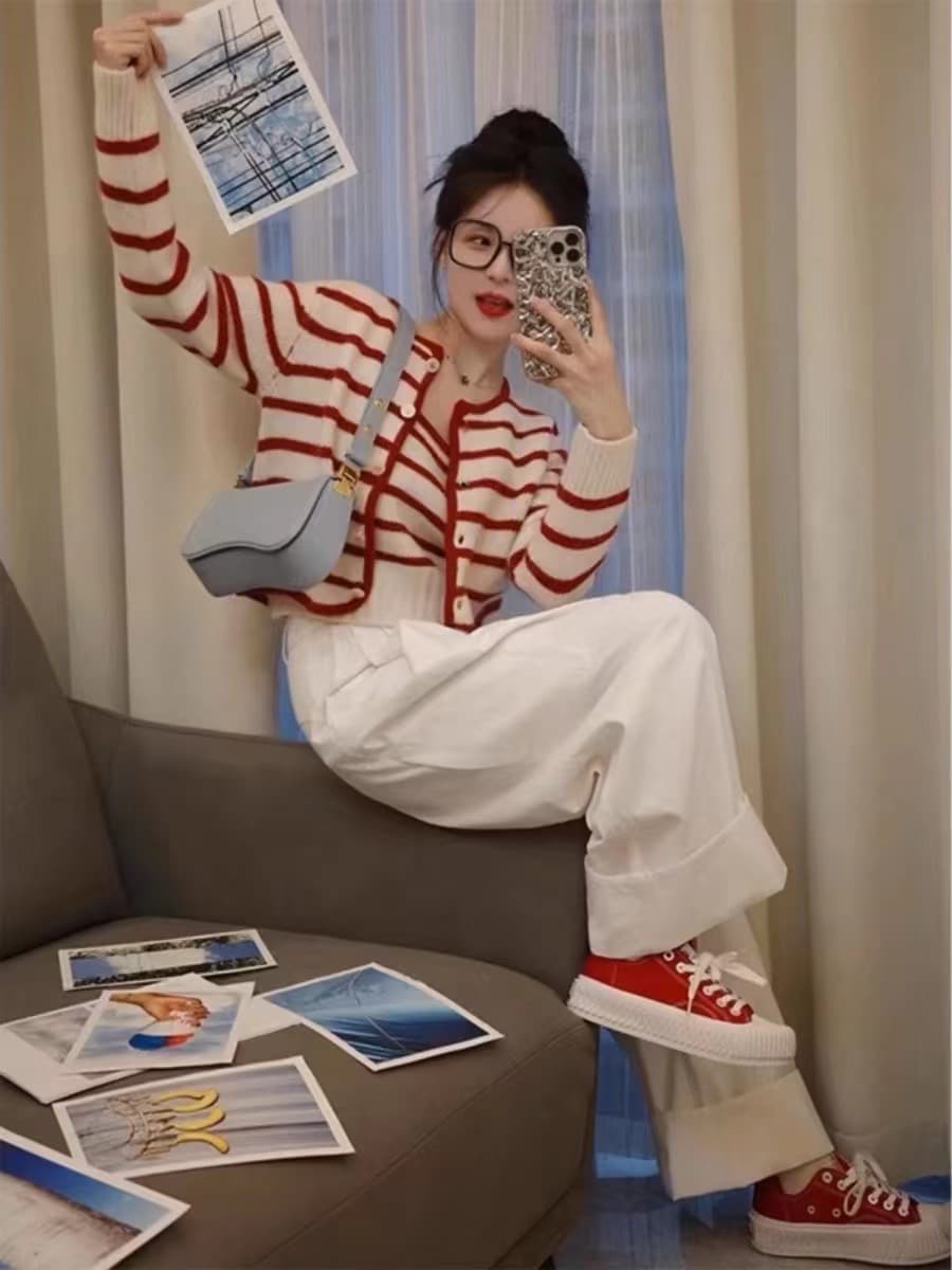 조기 초기 가을 여성 의류 2026 새로운 마이크로 지방 연령 감소 착용 코디 전체 집합 패션 소금 부서 한국 드라마 세 조각 세트 이미지 2