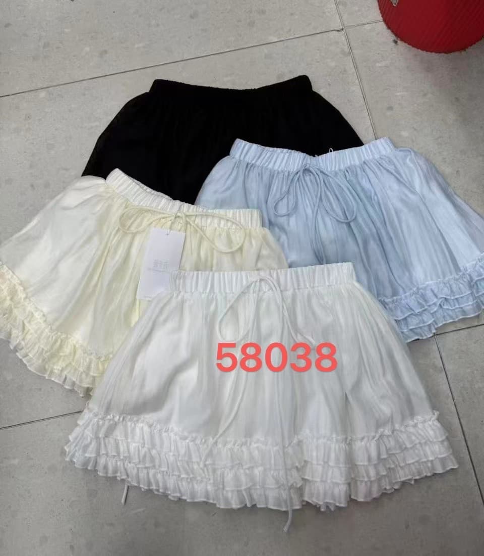 달콤함 레이스업 프릴 케이크 미니 스커트 여성 2026 여름 새로운 화이트 한 마디 퍼프 반신 치마 이미지 4