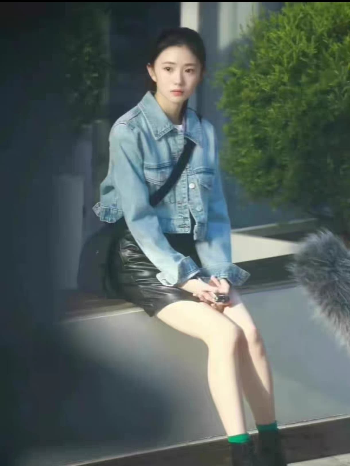리우 하오 저장 스타 같은 단락 봄 가을 작은 키 쇼트 스타일 패션 다용도 데님 재킷 상세 이미지 6