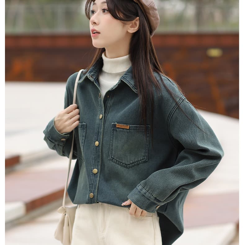 실사 주문 표준 레트로 항구 바람 외출용 인사이드 가져 가라. 루즈핏 다용도 한국 스타일 데님 맨위 털이 있는 일반 2 가지 모델 이미지 5