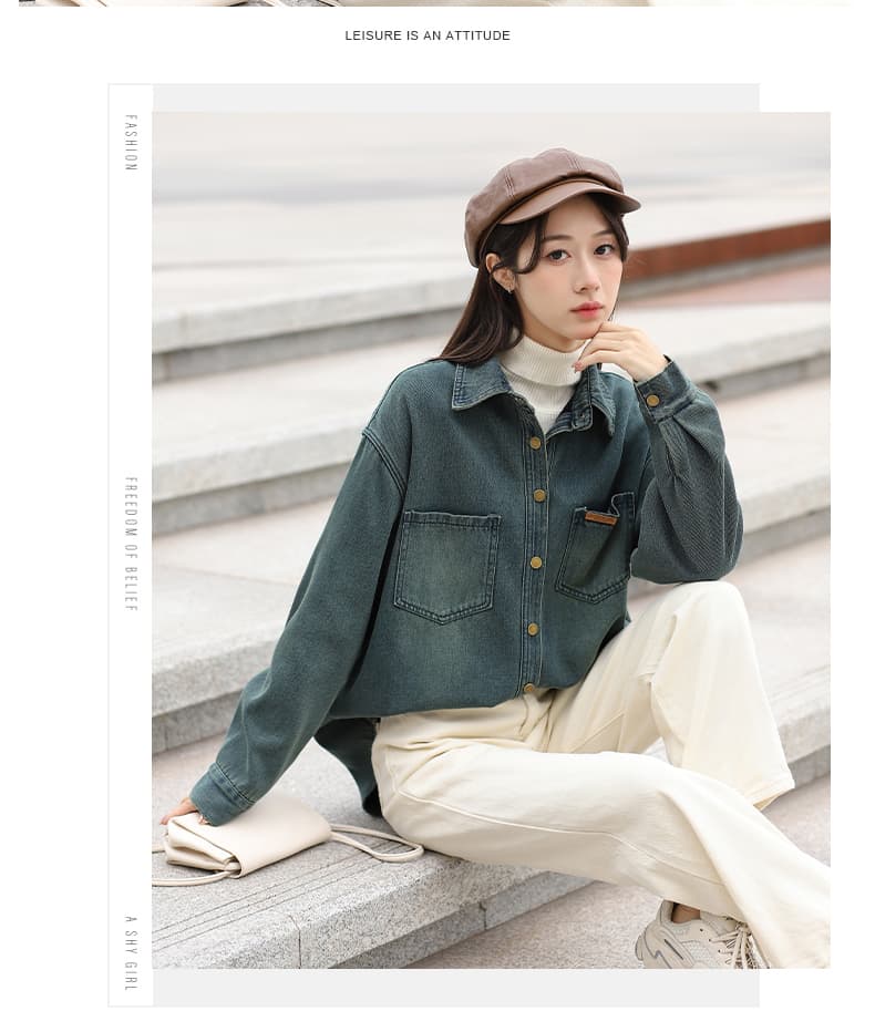 실사 주문 표준 레트로 항구 바람 외출용 인사이드 가져 가라. 루즈핏 다용도 한국 스타일 데님 맨위 털이 있는 일반 2 가지 모델 상세 이미지 4