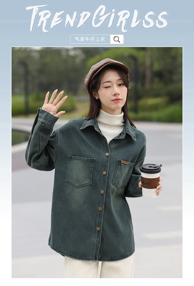 실사 주문 표준 레트로 항구 바람 외출용 인사이드 가져 가라. 루즈핏 다용도 한국 스타일 데님 맨위 털이 있는 일반 2 가지 모델 상세 이미지 11