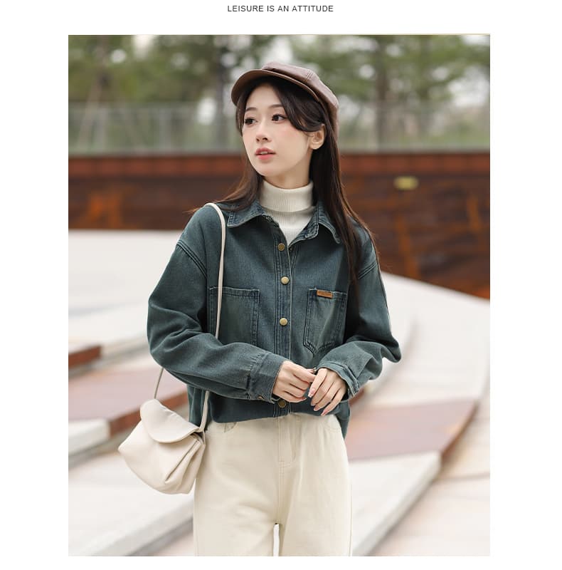 실사 주문 표준 레트로 항구 바람 외출용 인사이드 가져 가라. 루즈핏 다용도 한국 스타일 데님 맨위 털이 있는 일반 2 가지 모델 상세 이미지 12