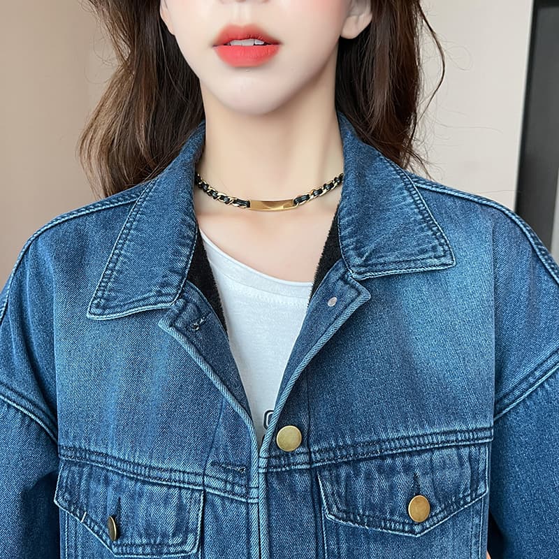 가을 겨울 새로운 털이 있고 두꺼운 보온 디자인 센스 다용도 스택 착용 대 에디션 데님 셔츠 재킷 상세 이미지 9