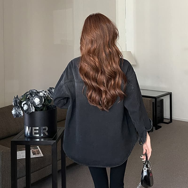 가을 겨울 새로운 털이 있고 두꺼운 보온 디자인 센스 다용도 스택 착용 대 에디션 데님 셔츠 재킷 상세 이미지 10