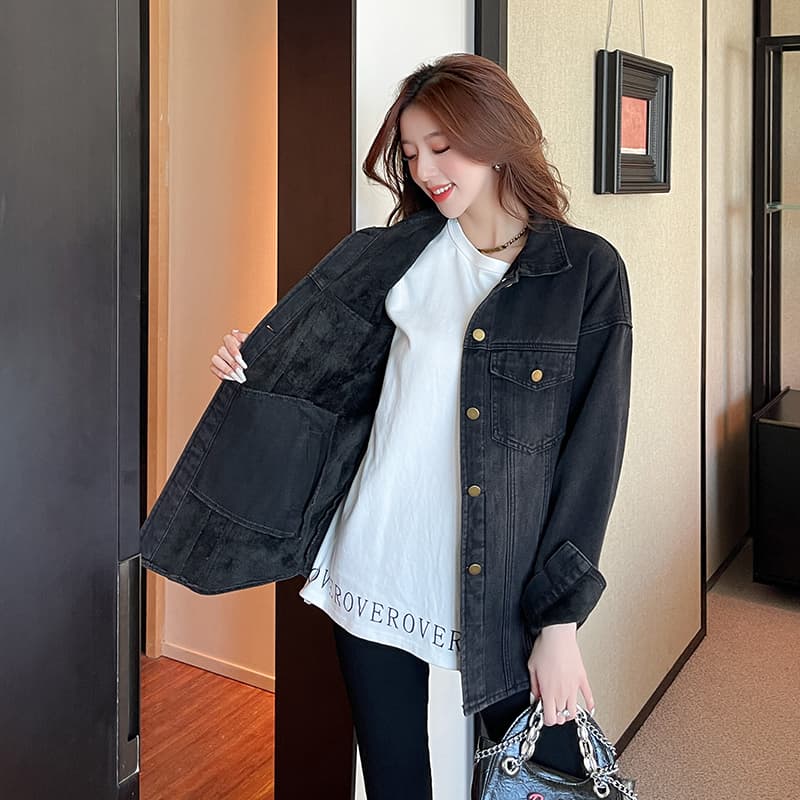 가을 겨울 새로운 털이 있고 두꺼운 보온 디자인 센스 다용도 스택 착용 대 에디션 데님 셔츠 재킷 상세 이미지 19