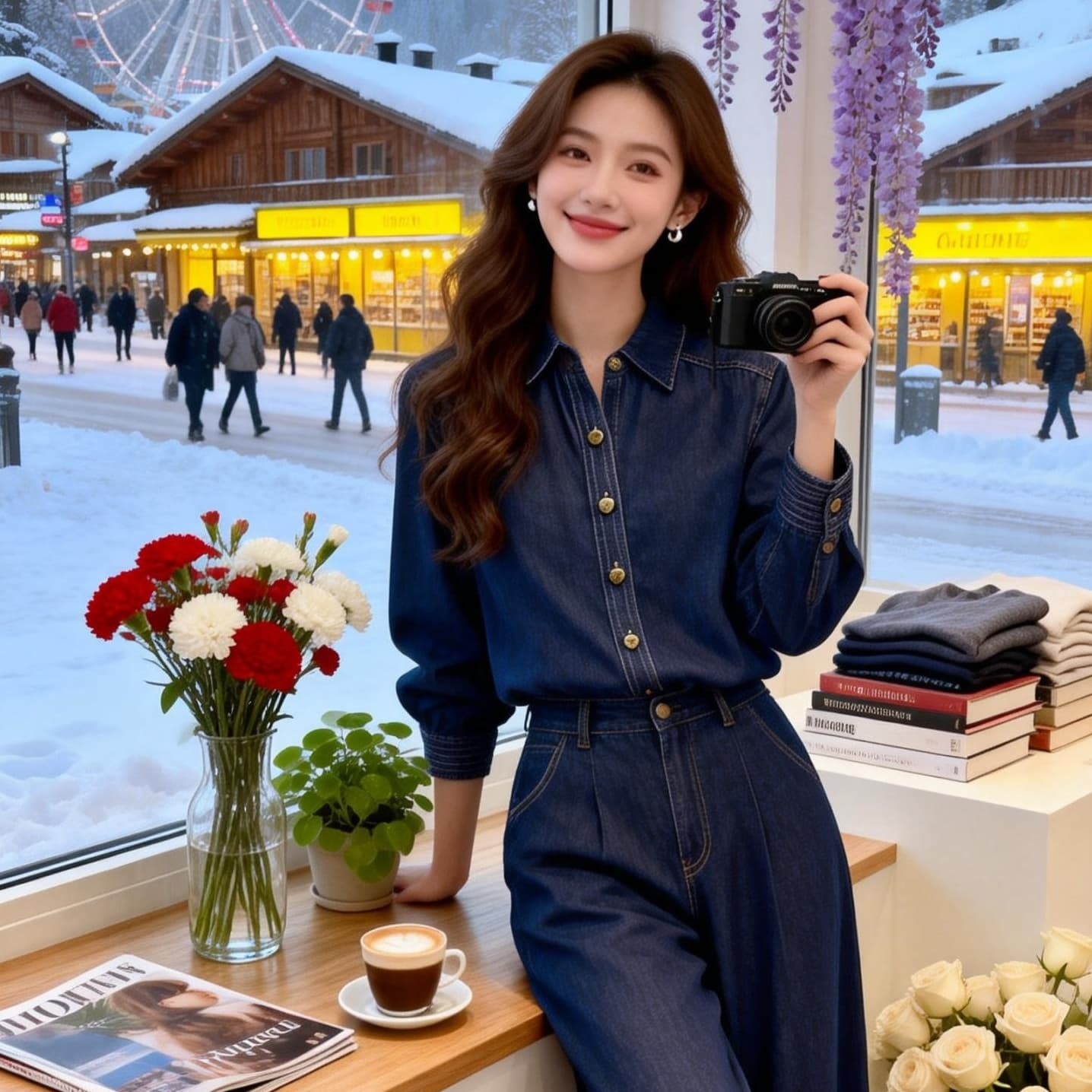 한국 스타일 봄 가을 새로운 디자인 센스 루즈핏 패션 다용도 기타 선 장식 와이드 소매 입안에서 가져 가라. 스택 착용 데님 맨위