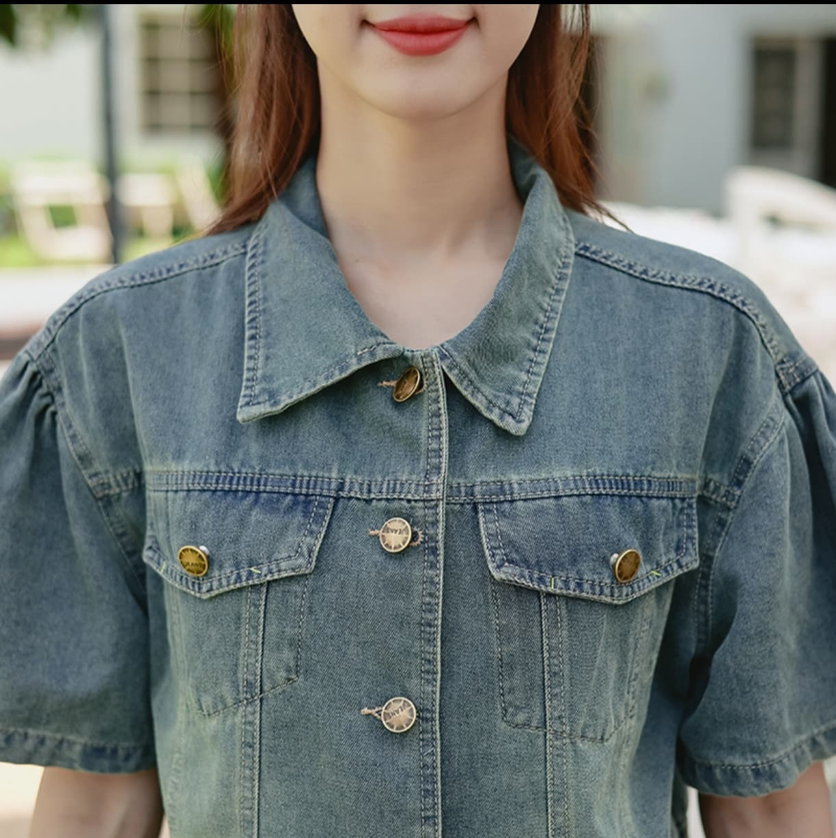 트렌드 새로운 비스듬한 밑단 루즈핏 캐주얼 프로 피부 통기성 레트로 데님 반팔 맨위 상세 이미지 13