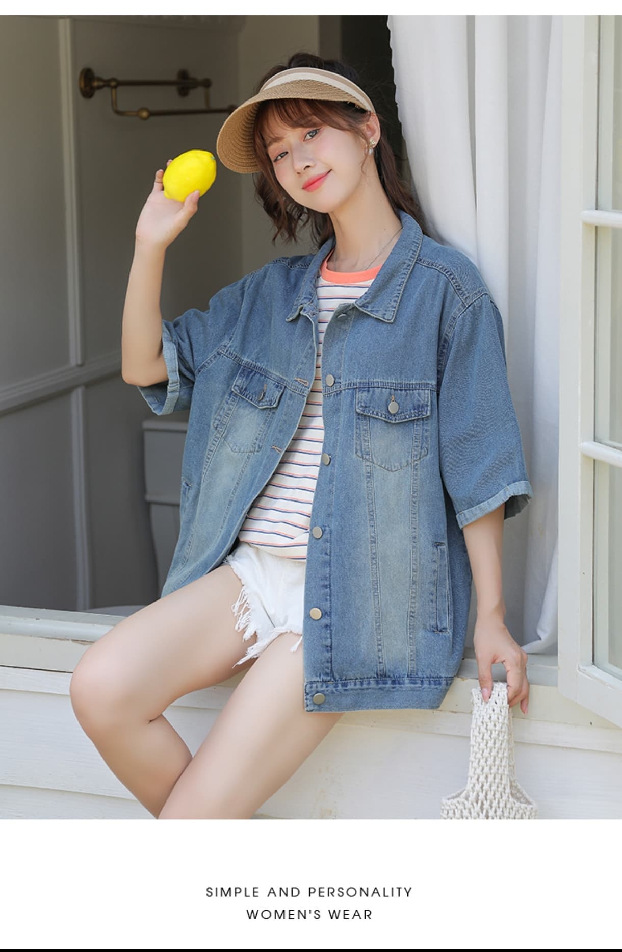 새로운 대 에디션 트렌드 루즈핏 편안함 부드럽다 통기성 얇은 재료 데님 반팔 맨위 상세 이미지 8