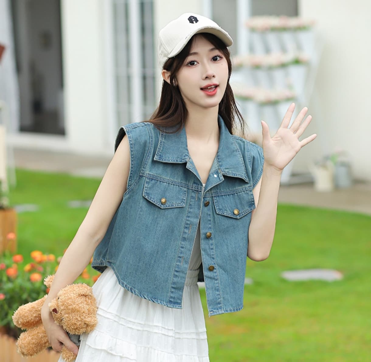 패션 새로운 Feifei 소매 캐주얼 레트로 고급 디자인 데님 맨위 블루 블랙 둘 색상 상세 이미지 1